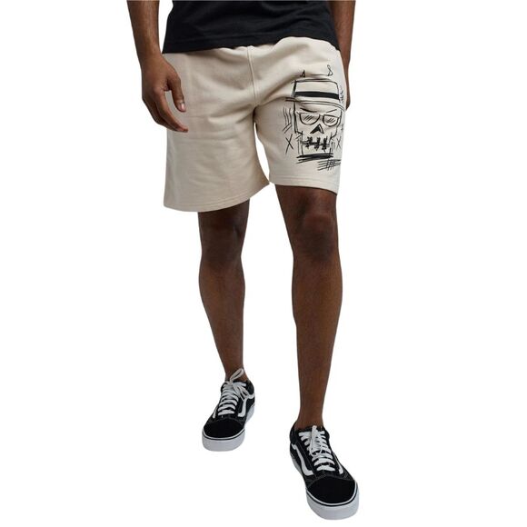 Reason Walter White Skull Graphic Fleece Shorts Men’s XXL 2XL Cream Beige - Picture 7 of 9